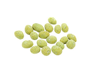 Fototapeta na wymiar Peanuts baked with wasabi isolated on transparent png