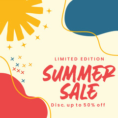 Summer Sale minimalist square banner template. Suitable for social media posts, flyer,backgroud and web internet ads