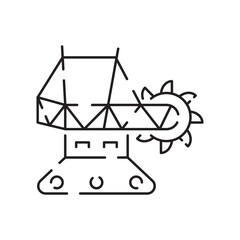 Minin line icon. Extraction of minerals in the mine and surface. Power and energy production, electric industry, world ecology conservation, coal mining minerals