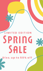 Spring Sale minimalist square banner template. Suitable for social media posts, flyer,backgroud and web internet ads