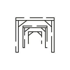 Minin line icon. Extraction of minerals in the mine and surface. Power and energy production, electric industry, world ecology conservation, coal mining minerals. Illustration, symbol, sign