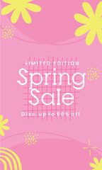 Spring Sale minimalist square banner template. Suitable for social media posts, flyer,backgroud and web internet ads