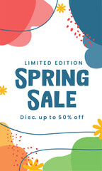 Spring Sale minimalist square banner template. Suitable for social media posts, flyer,backgroud and web internet ads