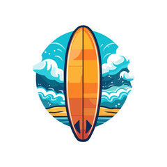 surfing on the beach surfboard vector, summer activity beach