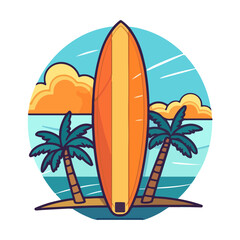 surfing on the beach surfboard vector, summer activity beach