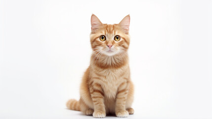 Adorable cat on a white background in different poses. Cat for advertisement. Kitten with white background. Bottomless cat. AI generated image.