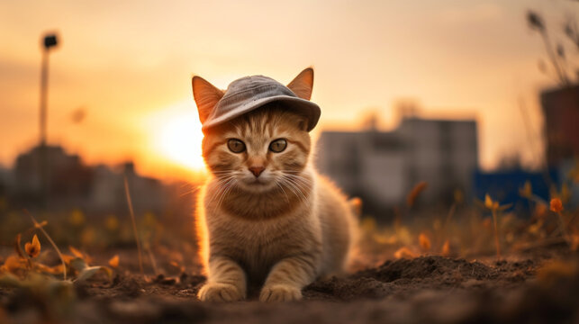 Cute cats with hats. Generative IA
