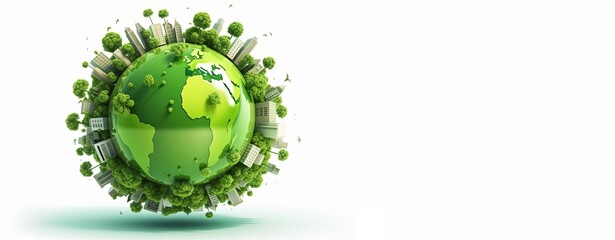 Miniature of planet Earth, concept of conservation and preservation of the environment, earth day and environment day on white background with copy space, Generative AI