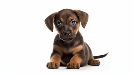 Adorable dog on a white background in different poses. Dog for advertisement. Bottomless dog. Puppy with white background. AI generated image.
