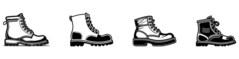 Shoes silhouette templates, footwear set, collection. Vector illustration on white background