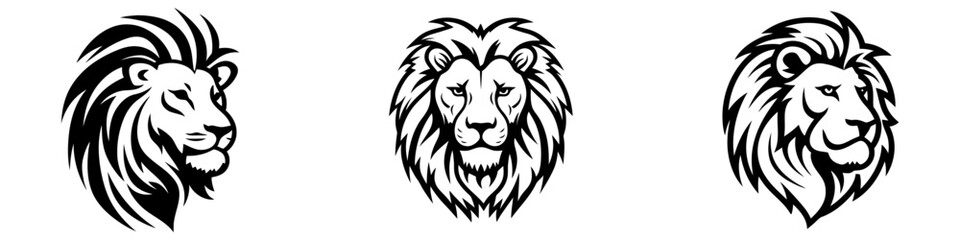 Fototapeta na wymiar Lion logo set - vector illustration, emblem design on white background.