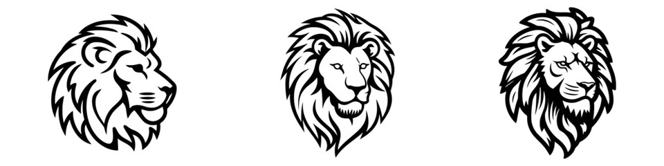 Fototapeta na wymiar Lion logo set - vector illustration, emblem design on white background.
