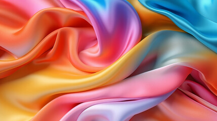 Multicolor silk fabric. Silk texture with great definition. AI generated image.