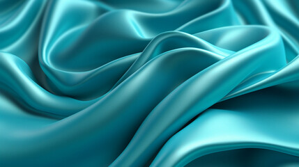 Obraz premium Cyan silk fabric. Silk texture with great definition. AI generated image.