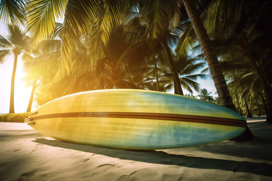 Surfing Swimming and Sea Travel Exploration in the Serene Waters of Honolulu Hawaii Gold Coast Sea Water Sport Surfer Windsurfing Kitesurfing Vacation Ocean Water Nature Landscape Beach Generative AI