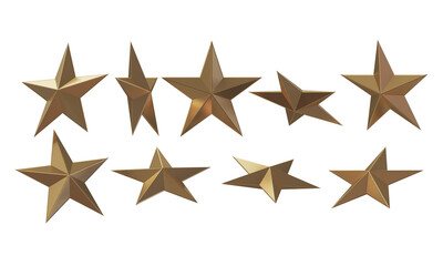 golden stars Cut out, or isolated on white background