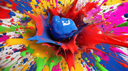 A playful and colorful paint-splatter background. Generative IA
