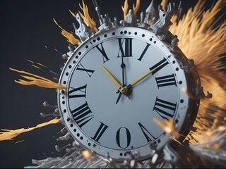Clock is exploding in slow motion. Generative AI

