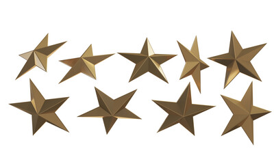 set golden stars on white background