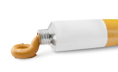 Tube with oil paint on white background