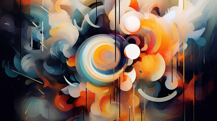 Abstract artwork with colorful paints