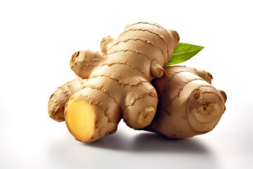 ginger root and ginger on white background generative ai