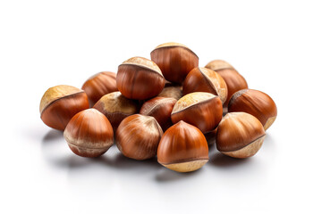 hazelnuts on white background generative ai