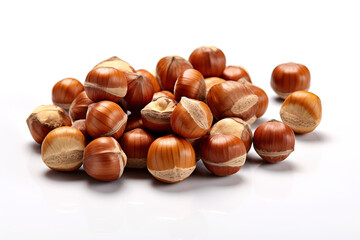 Obraz premium hazelnuts on white background generative ai