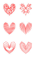 Set of line hearts. Vector illustration. Valentines day design elements.Icon heart.