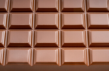 Close up view Chocolate bar texture on white background, Chocolate bar pattern texture.