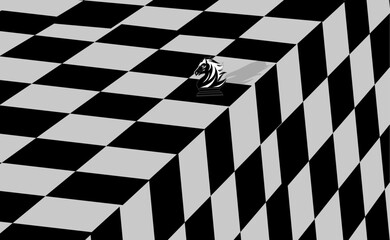 horse wall background on a 3d chessboard.