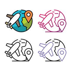 Worldwide shipping icon design in four variation color