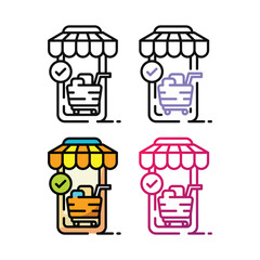 Online store icon design in four variation color