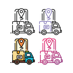 Shipment icon design in four variation color