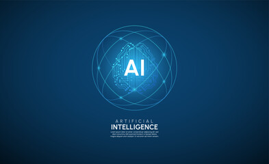 Artificial intelligence network concept background template Vector illustration.