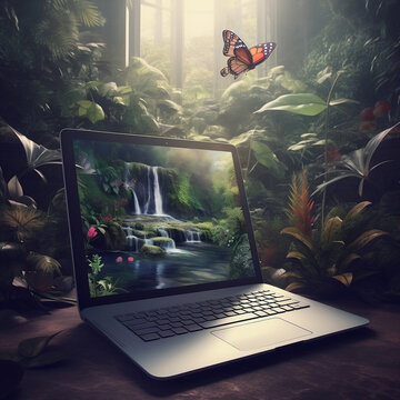 An image that seamlessly merges the beauty of nature with elegance of technology