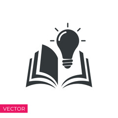 open book with lightbulb, concept new knowledge, understanding wisdom in study, creative idea - icon vector