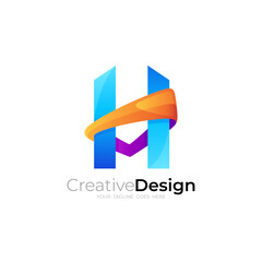 Abstract letter H logo with simple design, colorful style