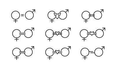 ジェンダー平等を表した性別記号のイラストセット/性/同等/同権/ベクター/アイコン/サイン/シンボル