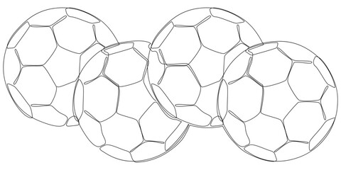 Fototapeta premium One continuous line of Football Balls. Thin Line Illustration vector concept. Contour Drawing Creative ideas.
