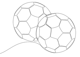 Obraz premium One continuous line of Football Balls. Thin Line Illustration vector concept. Contour Drawing Creative ideas.