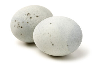 preserved duck eggs on white background
