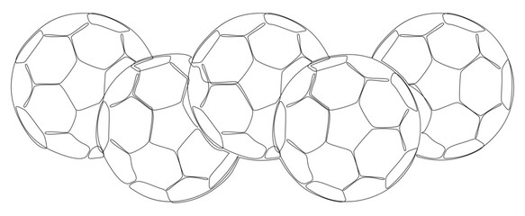 One continuous line of Football Balls. Thin Line Illustration vector concept. Contour Drawing Creative ideas.
