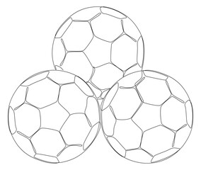 Obraz premium One continuous line of Football Balls. Thin Line Illustration vector concept. Contour Drawing Creative ideas.