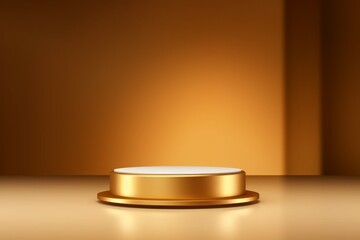Gold product background, luxury stand or podium pedestal. Backdrop for design. AI generated, human enhanced