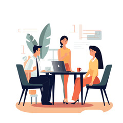 Impressive office manager meeting with colleagues