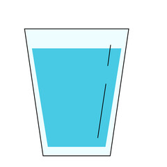 Simple flat blue glass with water drink