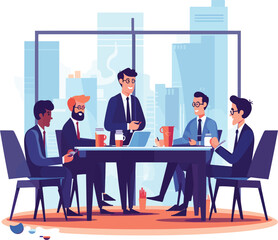 Impressive office manager meeting with colleagues