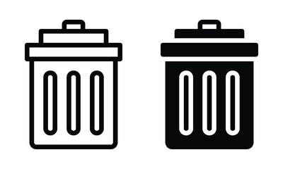 Trash bin icon with outline and glyph style.