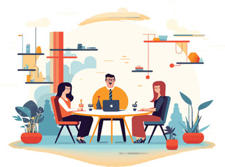 Impressive office manager meeting with colleagues